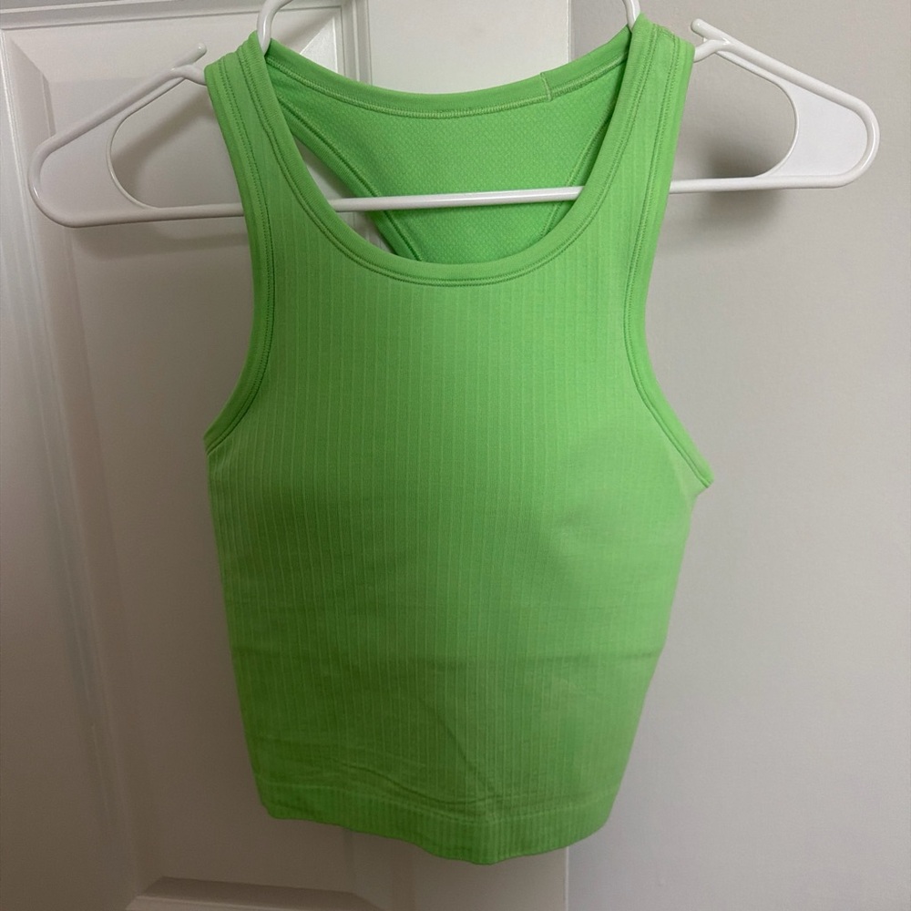 Lululemon Scream Green Cropped Ebb to Street Tank Top